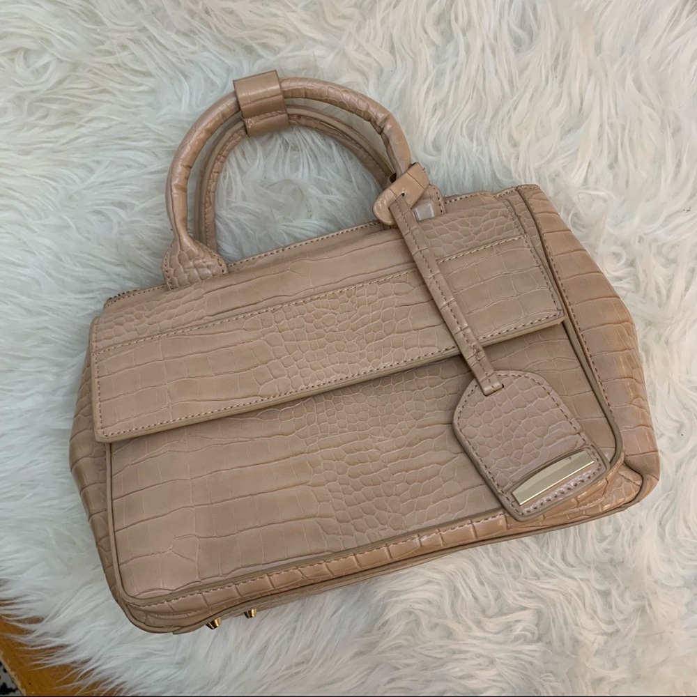 Zara Satchel - Nude Croc Embossed